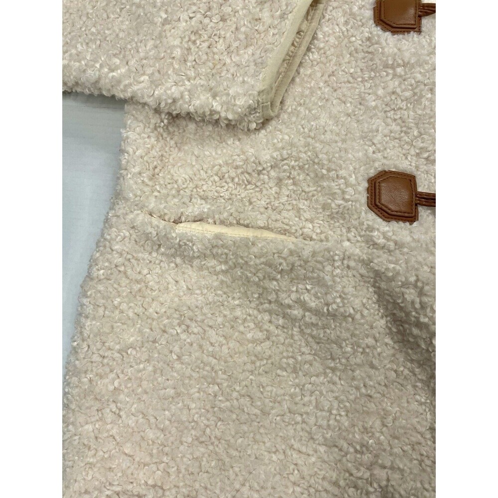 7 For All Mankind Womens Large Sherpa Teddy Shacket Oversized Cream Soft Preppy - Picture 7 of 13